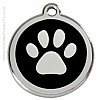 Red Dingo Black Paw Print Dog ID Tag